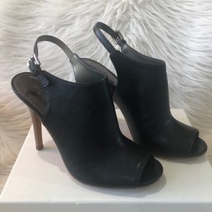 Coach Lanora Soft Grain Open Toe Heels, Black